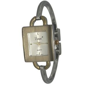 Vivani Women's Gold Tone & Silver Tone Bangle Cuff Analog Quartz Wristwatch New